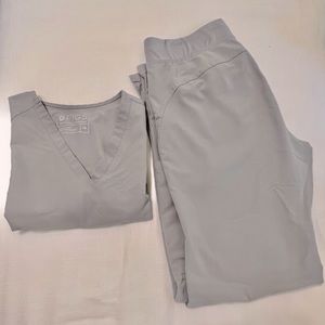 FIGS Scrub Set Women's in Cement XS top/Small bottom